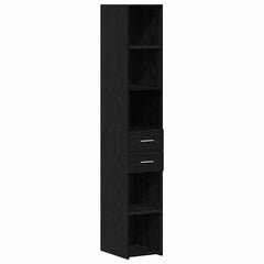 vidaXL Bookcase with Drawer Black Oak 30 x 42.4 x 185.2 cm 2