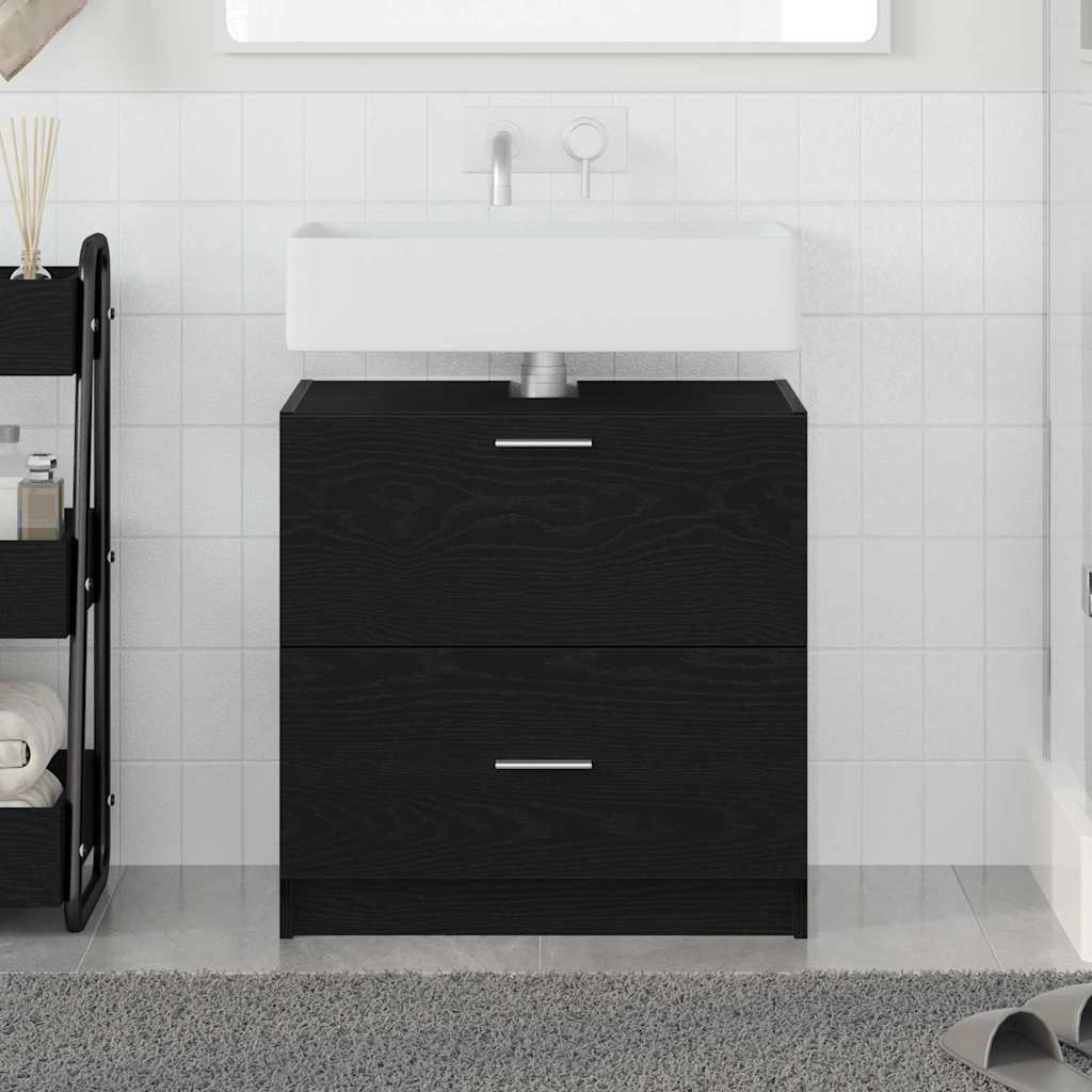 vidaXL Bathroom Cabinet Black Oak 59 x 37 x 59 cm Engineered wood 1