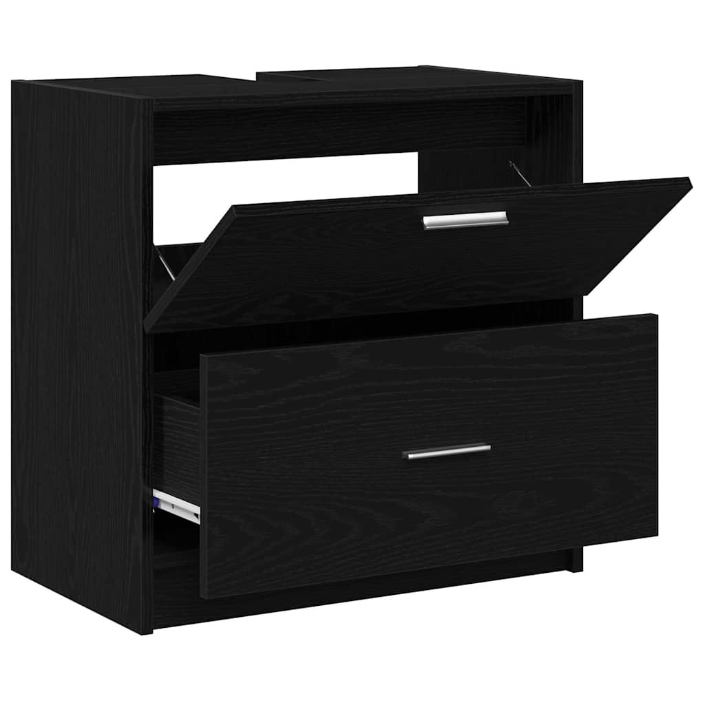 vidaXL Bathroom Cabinet Black Oak 59 x 37 x 59 cm Engineered wood 5