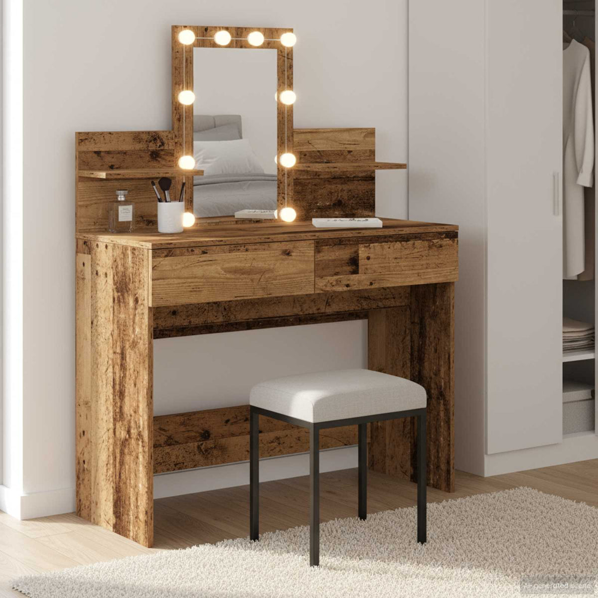 vidaXL Dressing Table with LED 100x40x130 cm