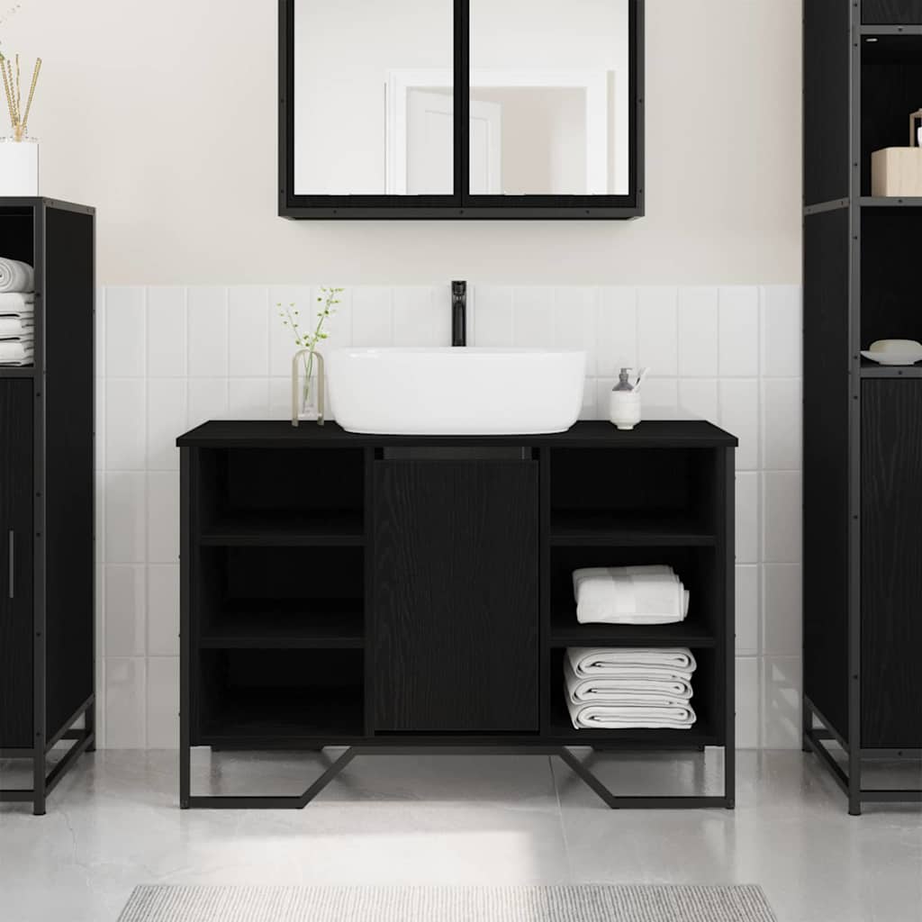 vidaXL Bathroom Sink Cabinet Black Oak 91 x 35 x 60 cm Engineered wood 1
