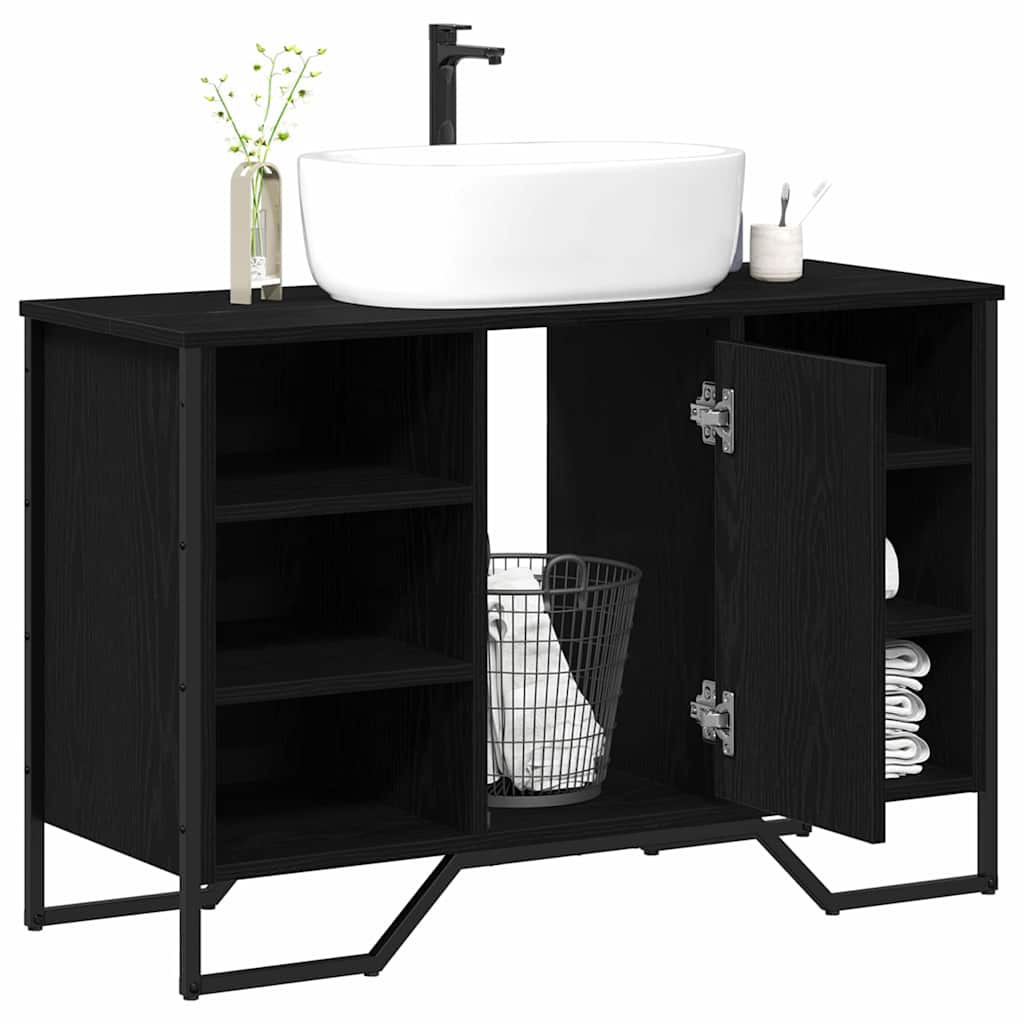 vidaXL Bathroom Sink Cabinet Black Oak 91 x 35 x 60 cm Engineered wood 3