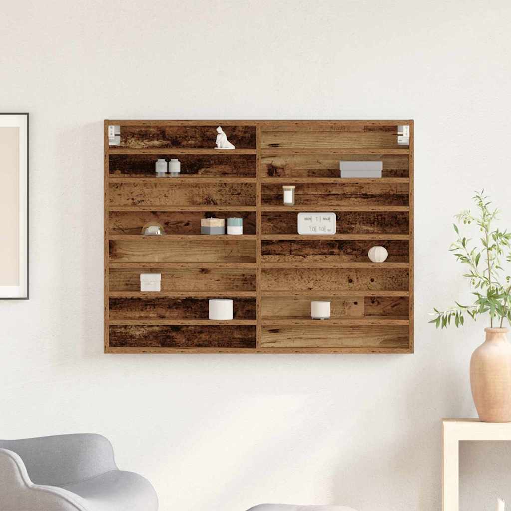 vidaXL Display Cabinet Wall-Mounted Old Wood 100 x 8.5 x 75 cm 4