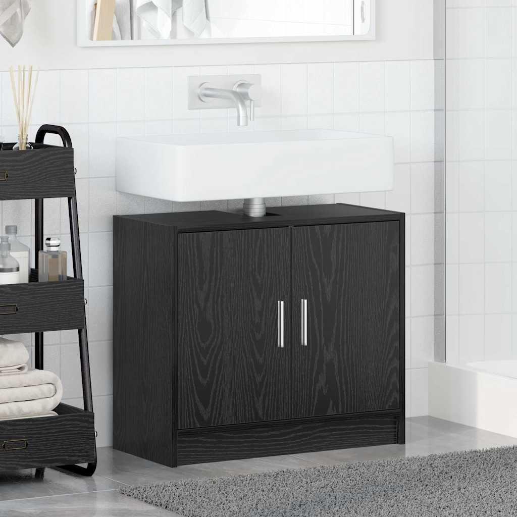 vidaXL Bathroom Cabinet Black Oak 63 x 29 x 55 cm Engineered wood 4