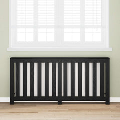 Radiator Cover 175x20x82 cm Engineered Wood Vertical Slats Black oak