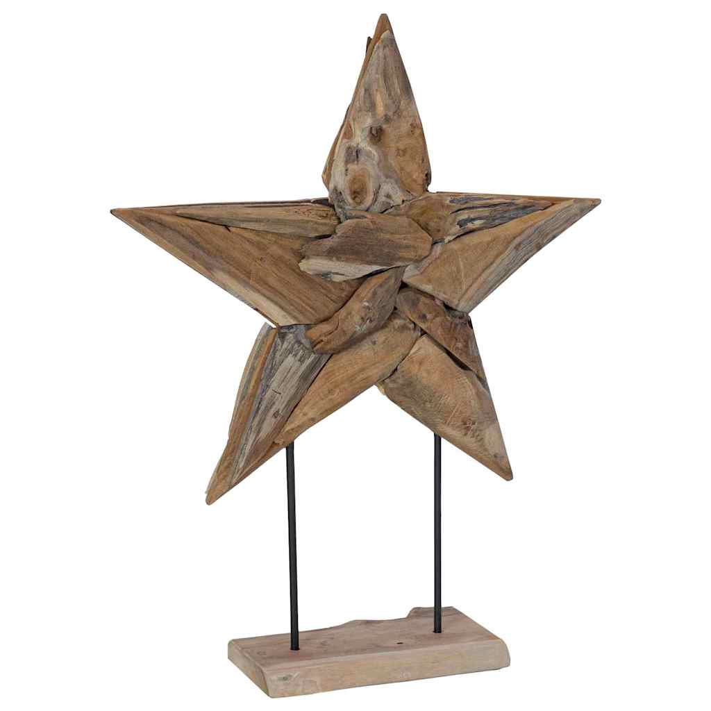vidaXL Christmas Star LEDs Brown 59.5 x 18 x 74 cm Solid Teak Wood 2