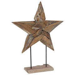 vidaXL Christmas Star LEDs Brown 59.5 x 18 x 74 cm Solid Teak Wood 2