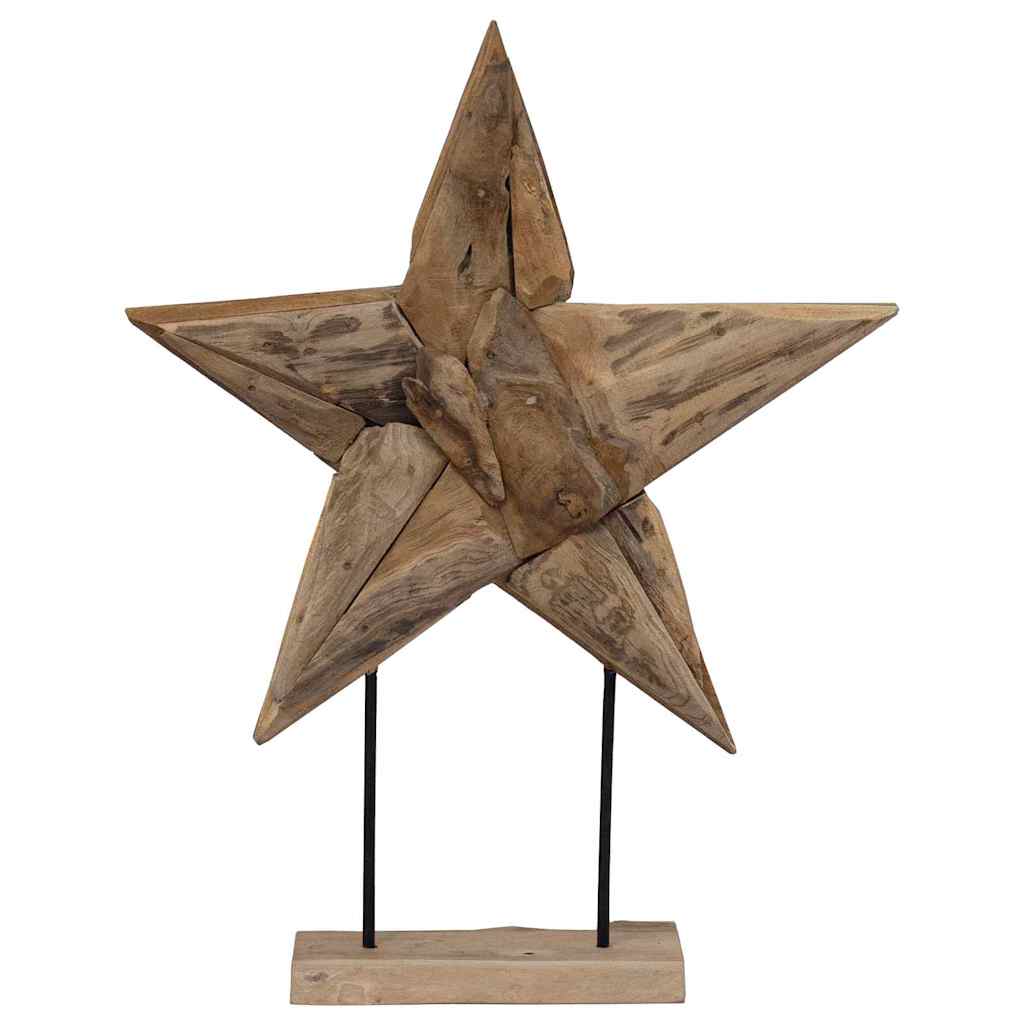 vidaXL Christmas Star LEDs Brown 59.5 x 18 x 74 cm Solid Teak Wood 6