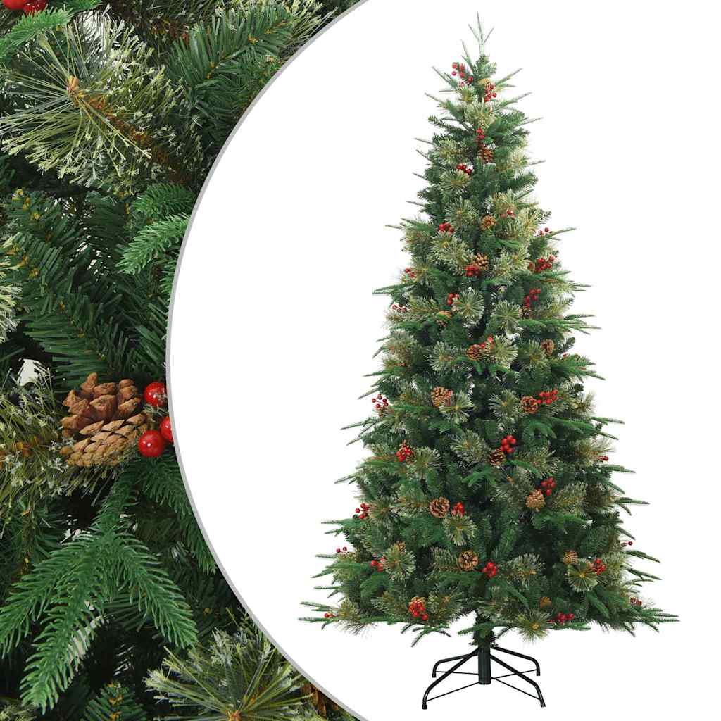 vidaXL Artificial Hinged Christmas Tree Green 210 cm PVC, PE and Steel 2