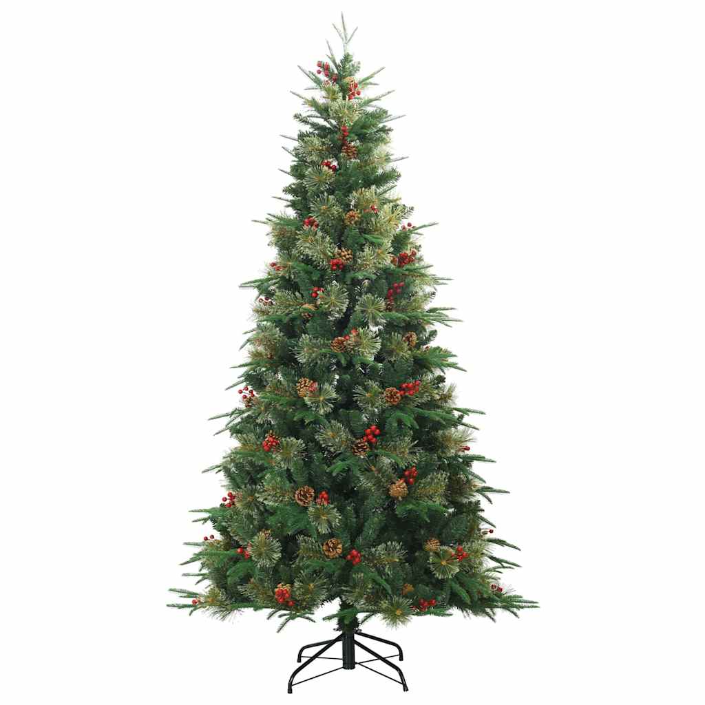 vidaXL Artificial Hinged Christmas Tree Green 210 cm PVC, PE and Steel 3