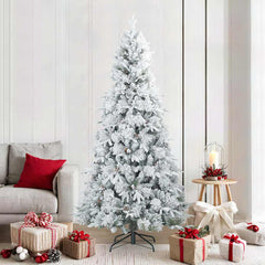 vidaXL Artificial Hinged Christmas Tree Snow Flocked