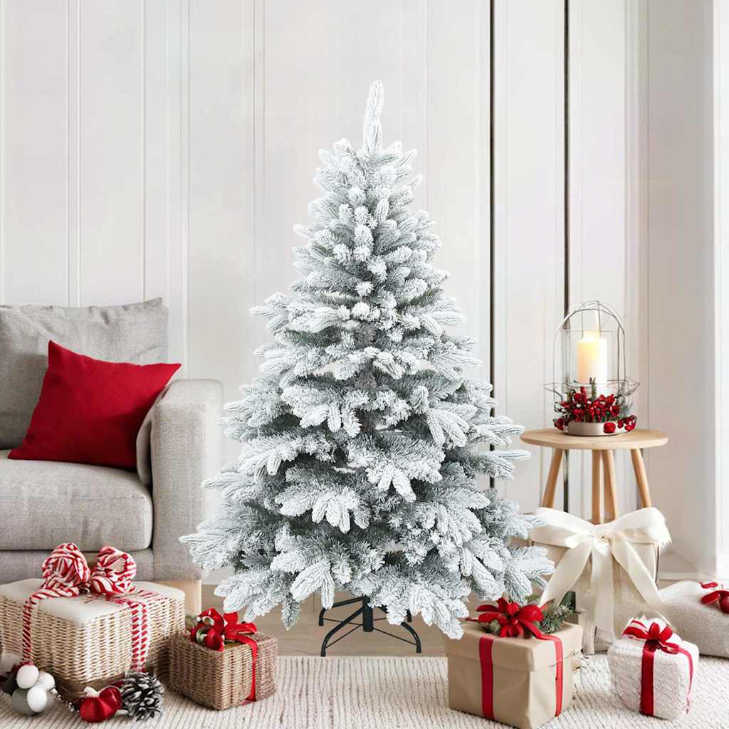 Artificial Hinged Christmas Tree PVC and PE White and green 150 cm