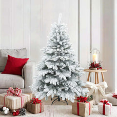 Artificial Hinged Christmas Tree PVC and PE White and green 150 cm