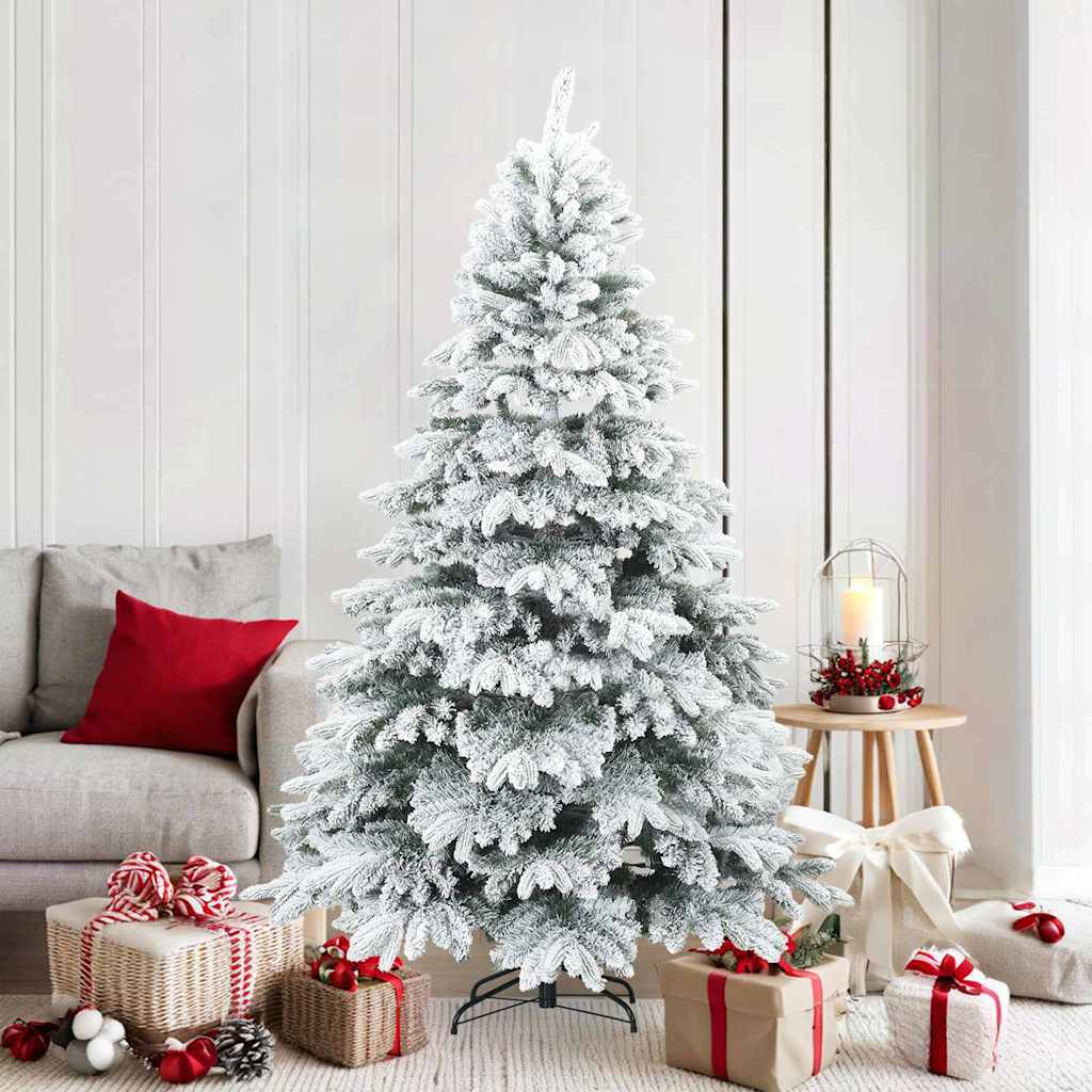 Artificial Hinged Christmas Tree PVC and PE White and green 180 cm