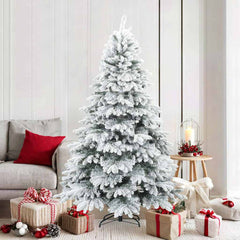 Artificial Hinged Christmas Tree PVC and PE White and green 180 cm