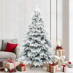 Artificial Hinged Christmas Tree PVC and PE White and green 210 cm