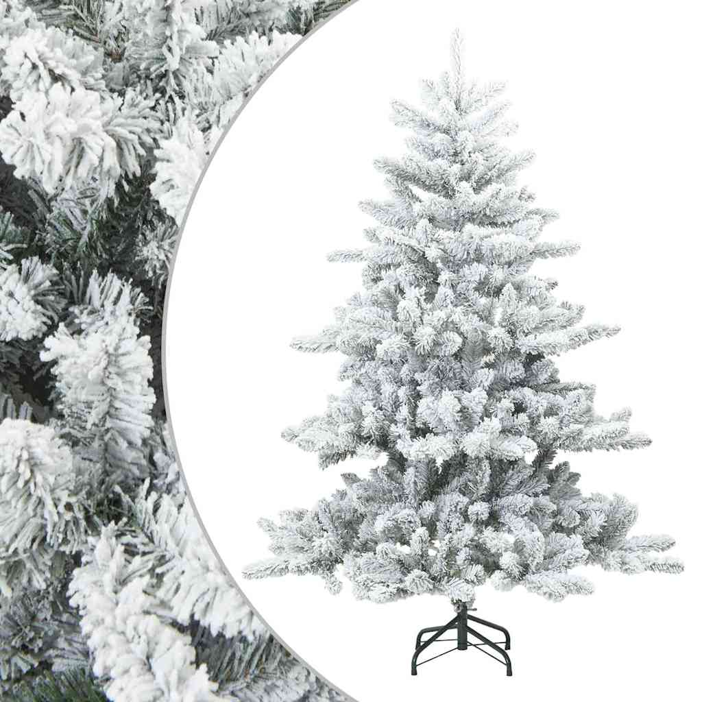 vidaXL Artificial Hinged Christmas Tree Snow Flocked White 150 cm 2