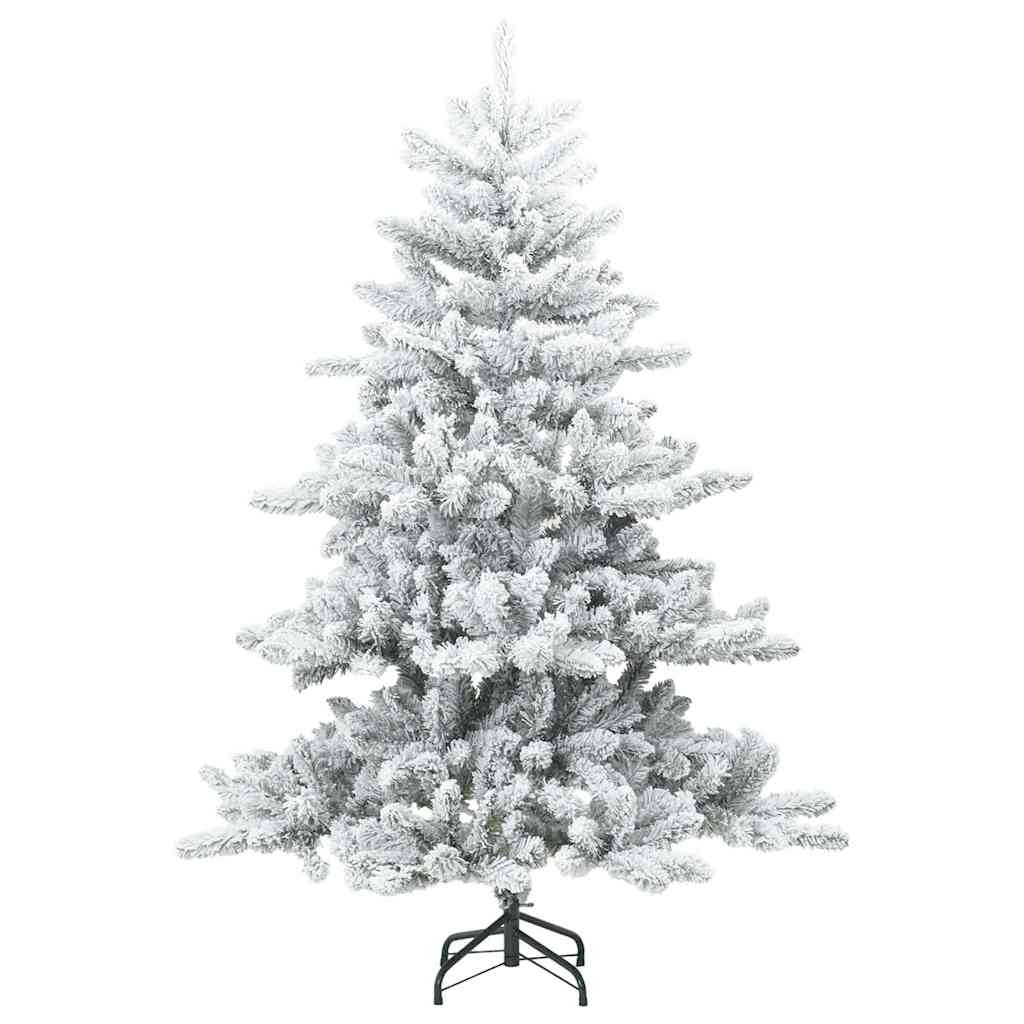vidaXL Artificial Hinged Christmas Tree Snow Flocked White 150 cm 3