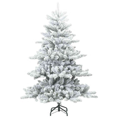 vidaXL Artificial Hinged Christmas Tree Snow Flocked White 150 cm 3