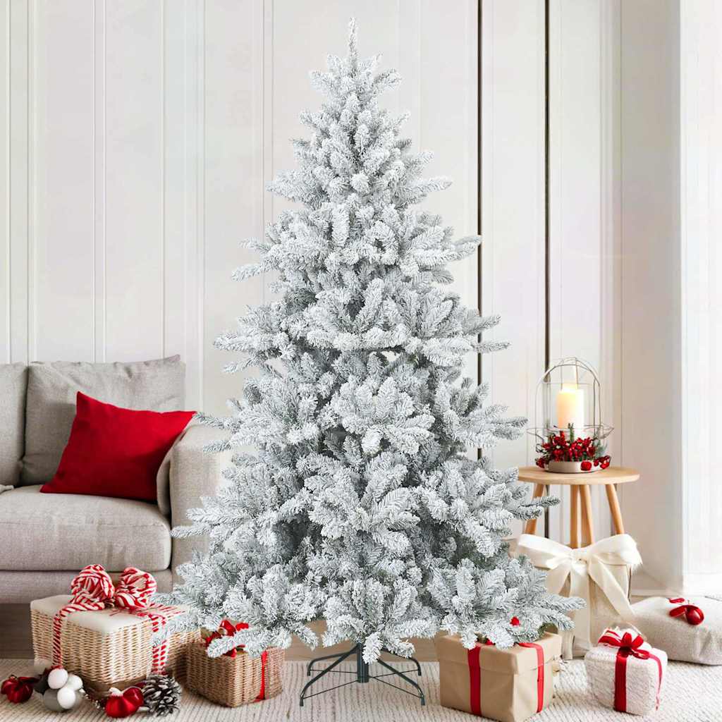 Artificial Hinged Christmas Tree PVC White and green 180 cm