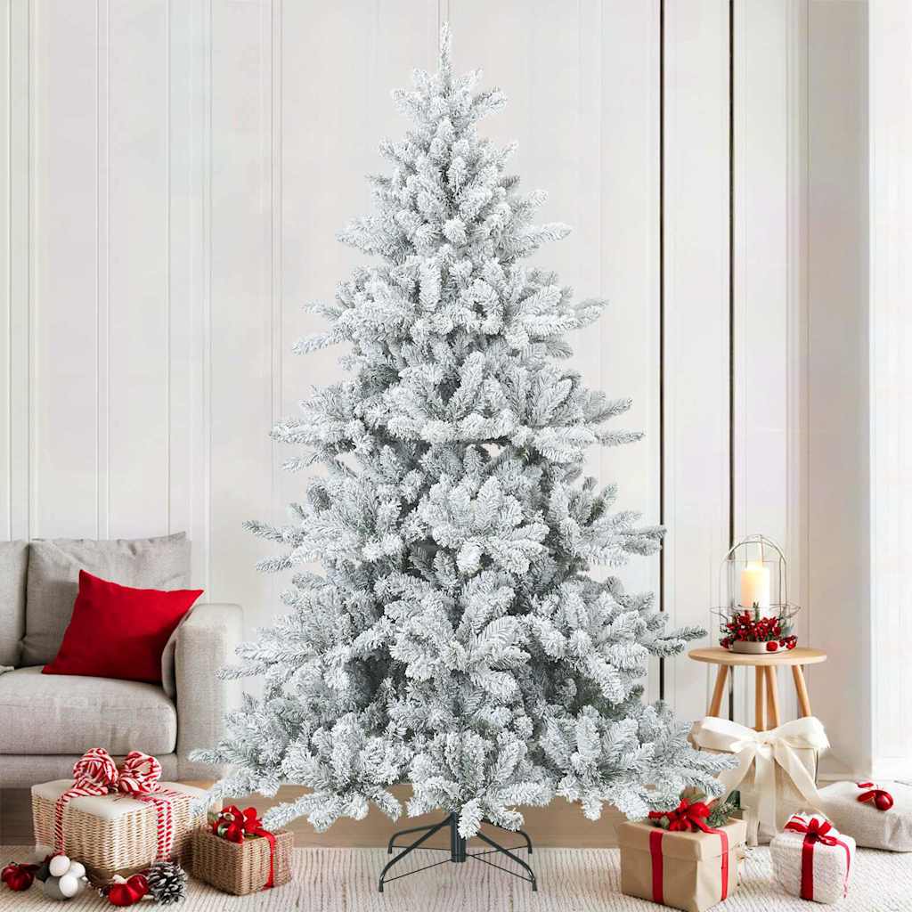 Artificial Hinged Christmas Tree PVC White and green 210 cm