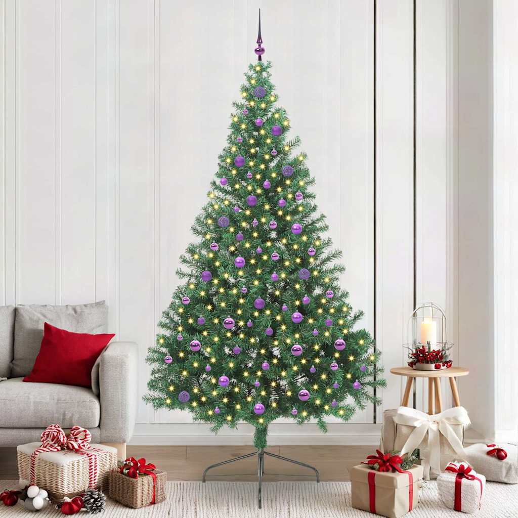 vidaXL Artificial Pre-lit Christmas Tree PVC 240 cm Green