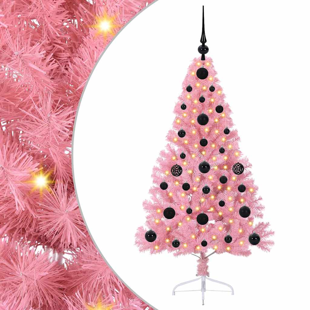 vidaXL Artificial Pre-lit Christmas Tree Pink 120 cm PVC 2