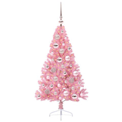 vidaXL Artificial Pre-lit Christmas Tree Pink 120 cm PVC 3