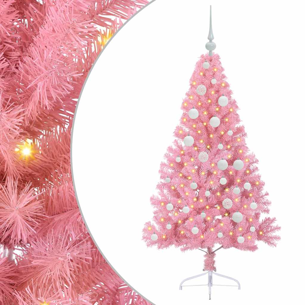 vidaXL Artificial Pre-lit Christmas Tree Pink 120 cm PVC 2