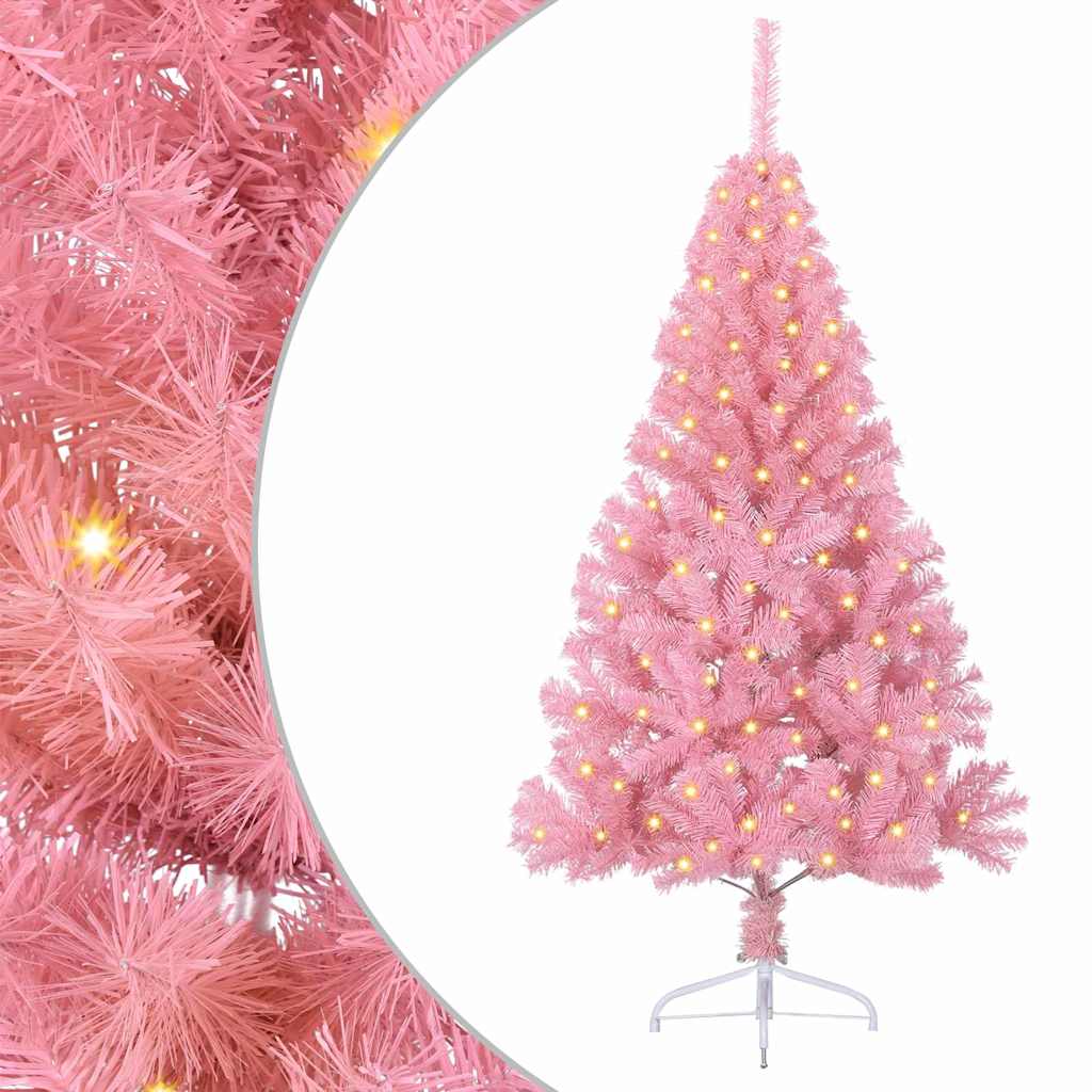vidaXL Artificial Pre-lit Christmas Tree with 150 LEDs Pink 150 cm PVC 2