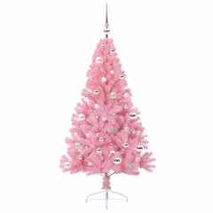 vidaXL Artificial Pre-lit Christmas Tree with 150 LEDs Pink 150 cm PVC 3