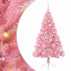 vidaXL Artificial Pre-lit Christmas Tree with 150 LEDs Pink 150 cm PVC 2