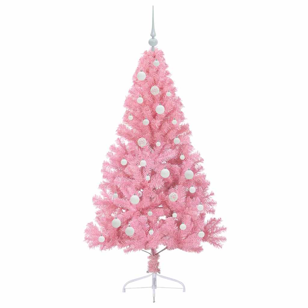 vidaXL Artificial Pre-lit Christmas Tree with 150 LEDs Pink 150 cm PVC 4