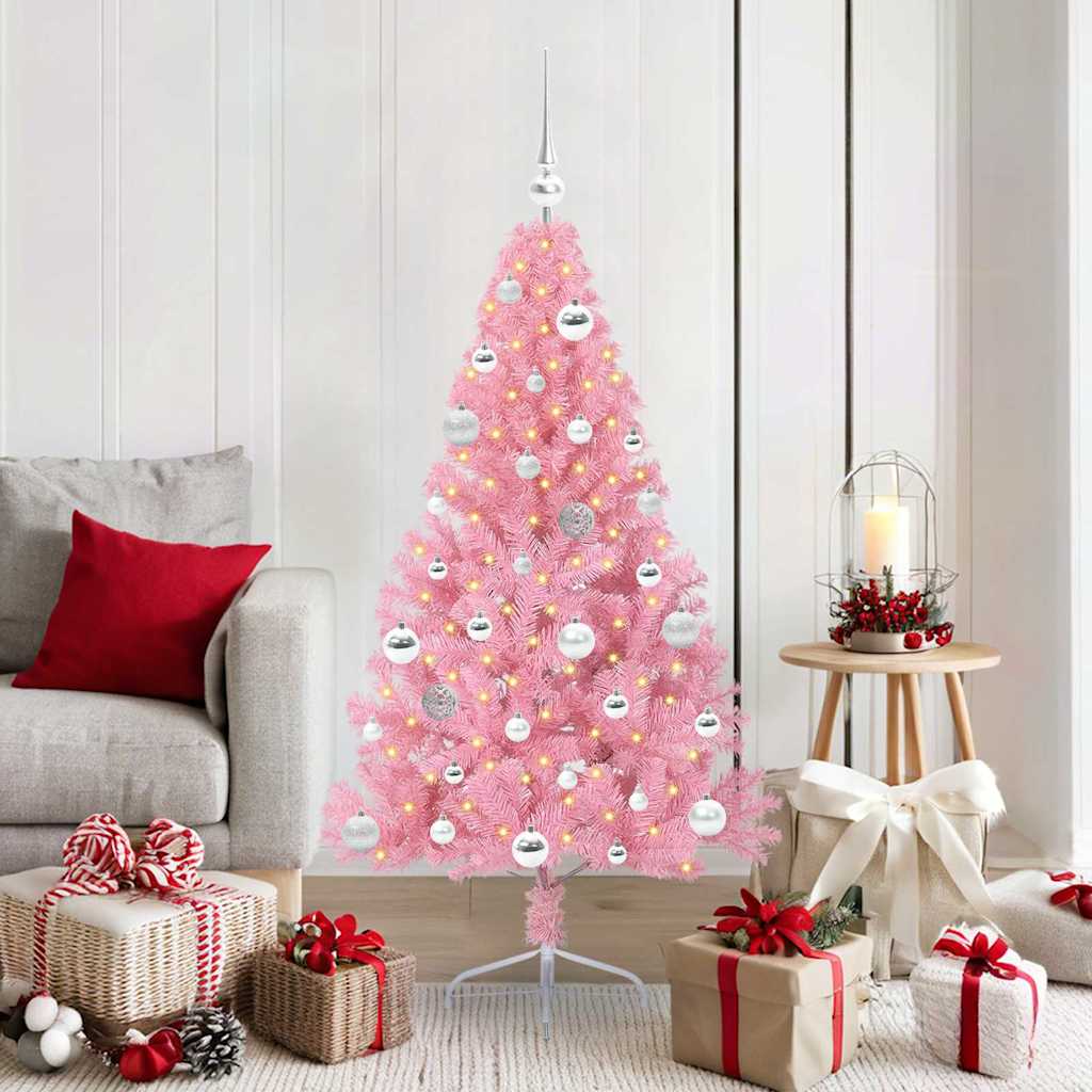 vidaXL Artificial Pre-lit Christmas Tree PVC 150 cm Pink