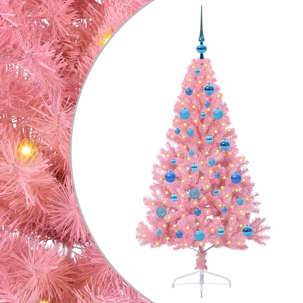 vidaXL Artificial Pre-lit Christmas Tree with 150 LEDs Pink 150 cm PVC 2