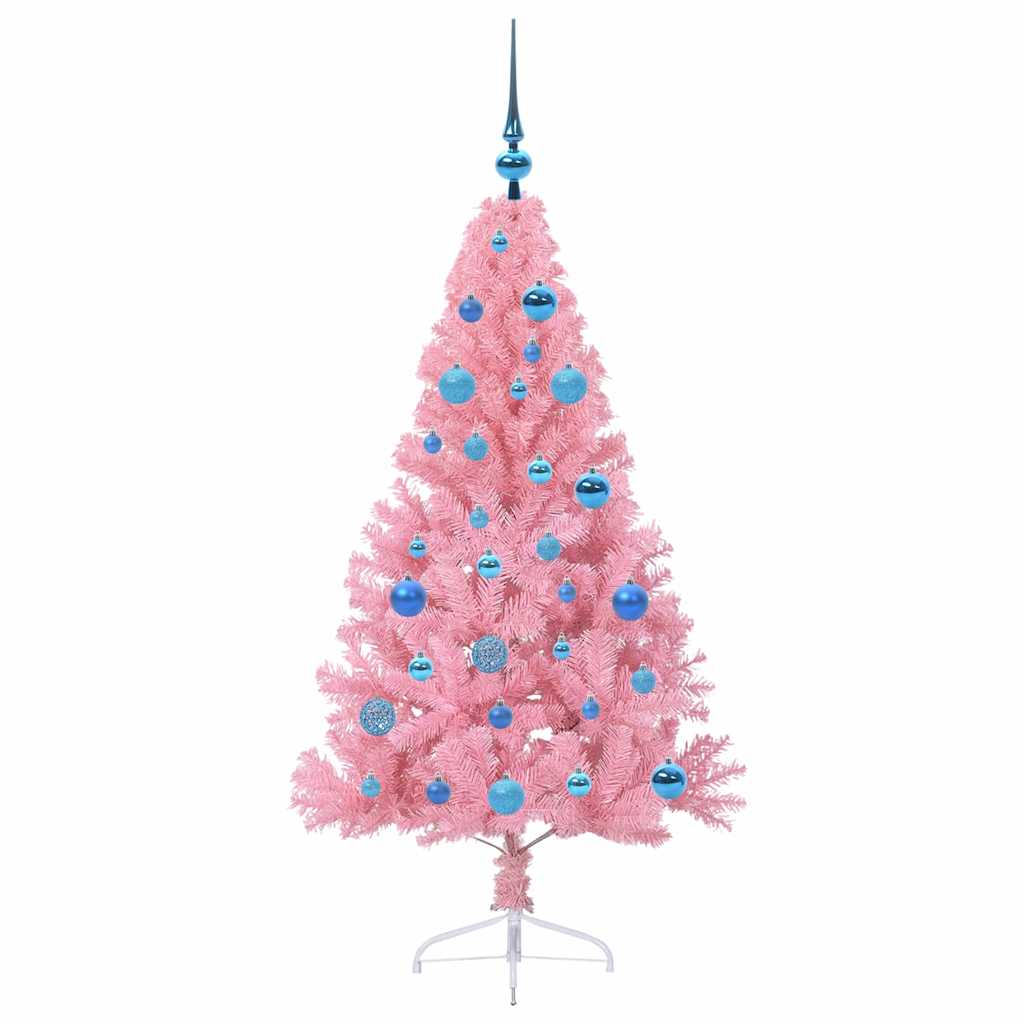 vidaXL Artificial Pre-lit Christmas Tree with 150 LEDs Pink 150 cm PVC 4