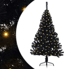 vidaXL Artificial Pre-lit Christmas Tree Black 150 cm PVC 2
