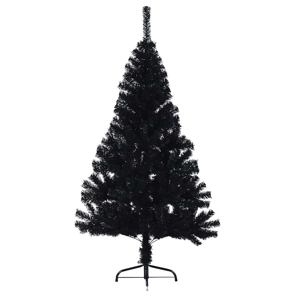 vidaXL Artificial Pre-lit Christmas Tree Black 150 cm PVC 4