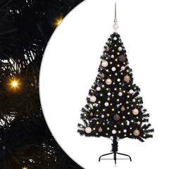 vidaXL Artificial Pre-lit Christmas Tree Black 150 cm PVC 2