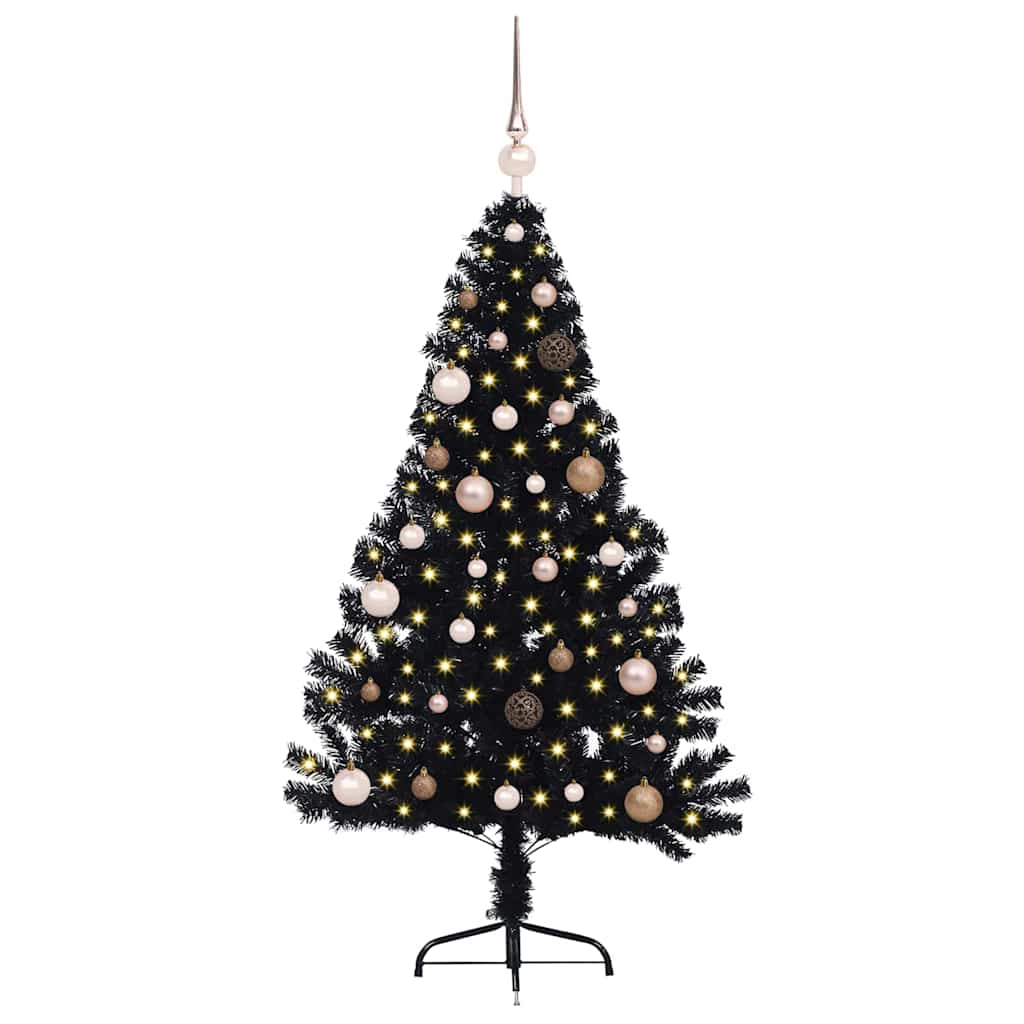 vidaXL Artificial Pre-lit Christmas Tree Black 150 cm PVC 3