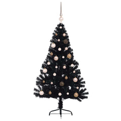 vidaXL Artificial Pre-lit Christmas Tree Black 150 cm PVC 4