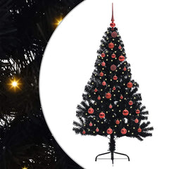 vidaXL Artificial Pre-lit Christmas Tree Black 150 cm PVC 2