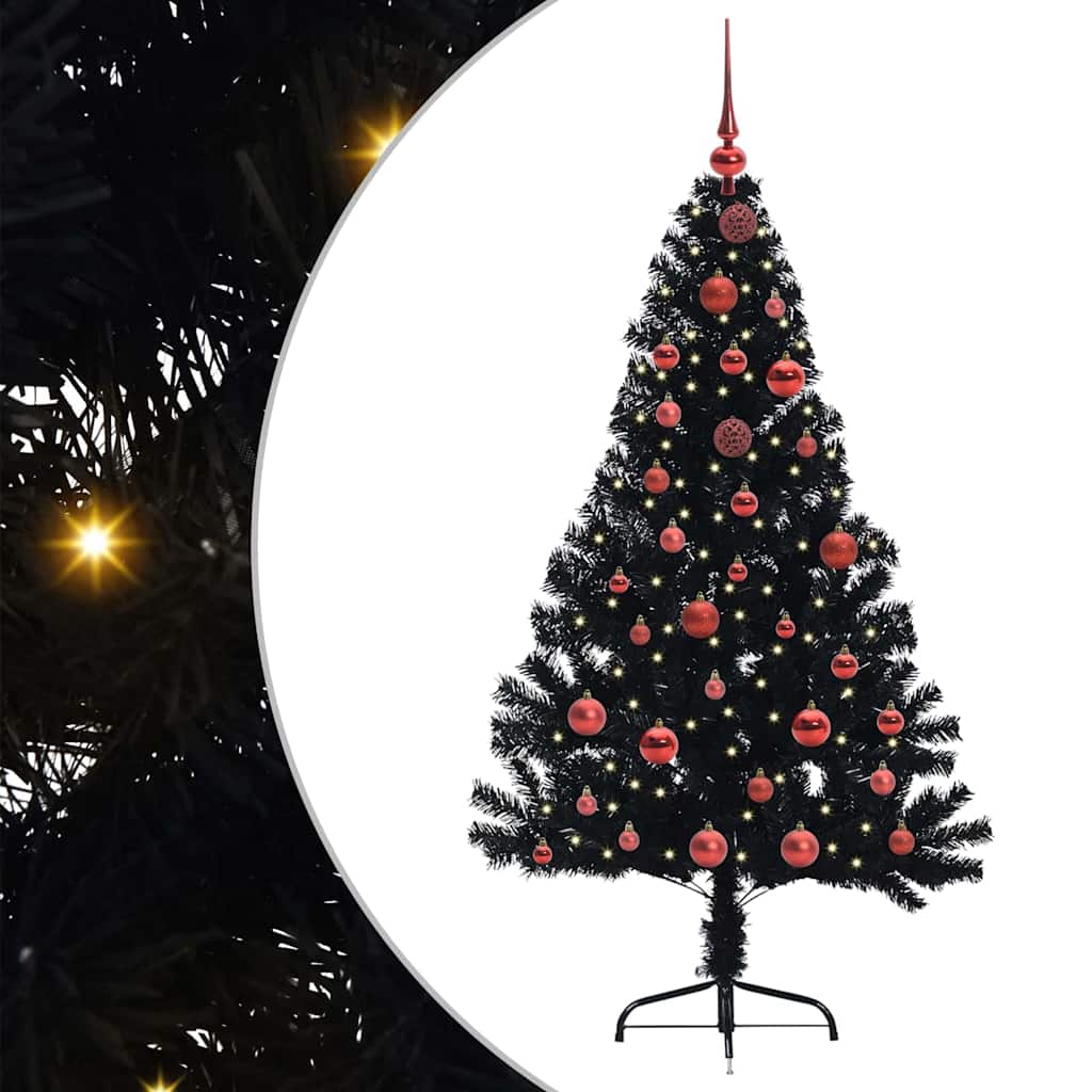 vidaXL Artificial Pre-lit Christmas Tree Black 150 cm PVC 2