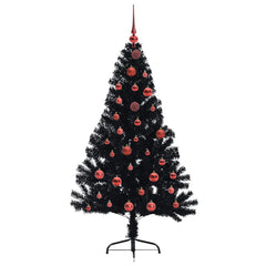 vidaXL Artificial Pre-lit Christmas Tree Black 150 cm PVC 4