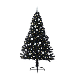 vidaXL Artificial Pre-lit Christmas Tree Black 150 cm PVC 3