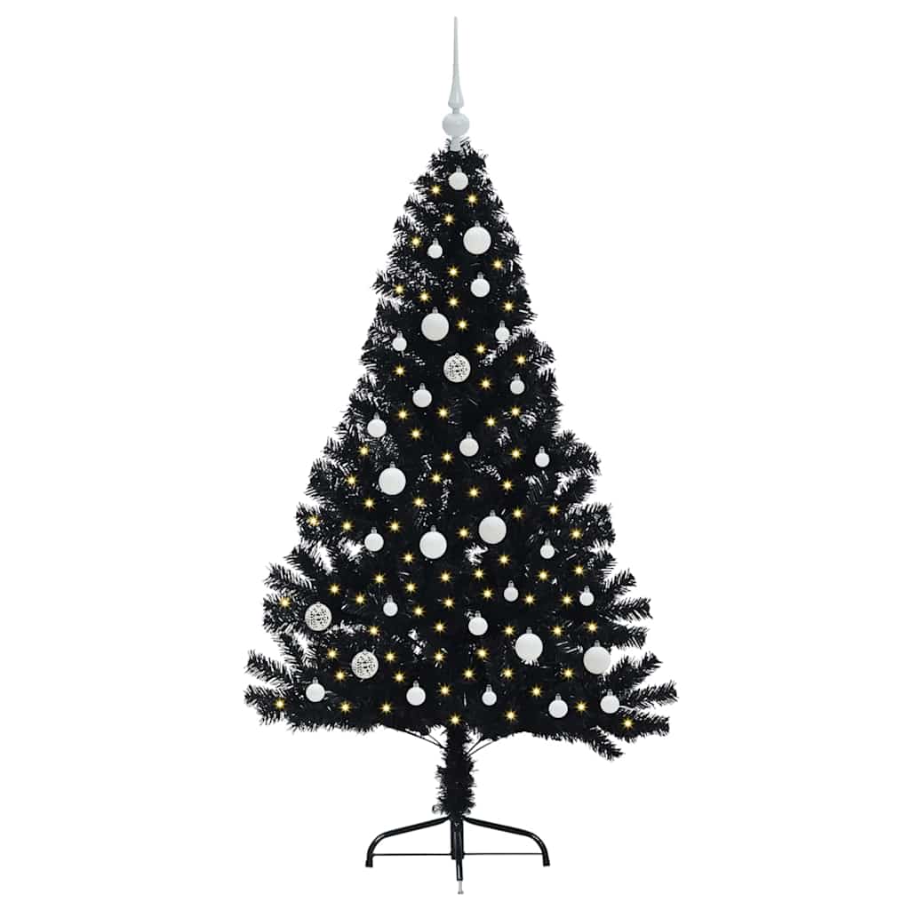 vidaXL Artificial Pre-lit Christmas Tree Black 150 cm PVC 3