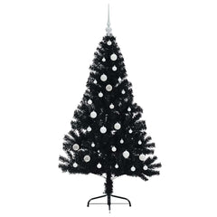 vidaXL Artificial Pre-lit Christmas Tree Black 150 cm PVC 4