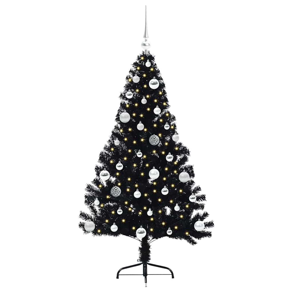 vidaXL Artificial Pre-lit Christmas Tree Black 150 cm PVC 3