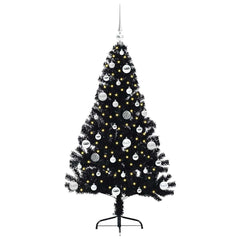 vidaXL Artificial Pre-lit Christmas Tree Black 150 cm PVC 3