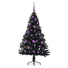 vidaXL Artificial Pre-lit Christmas Tree Black 150 cm PVC 3